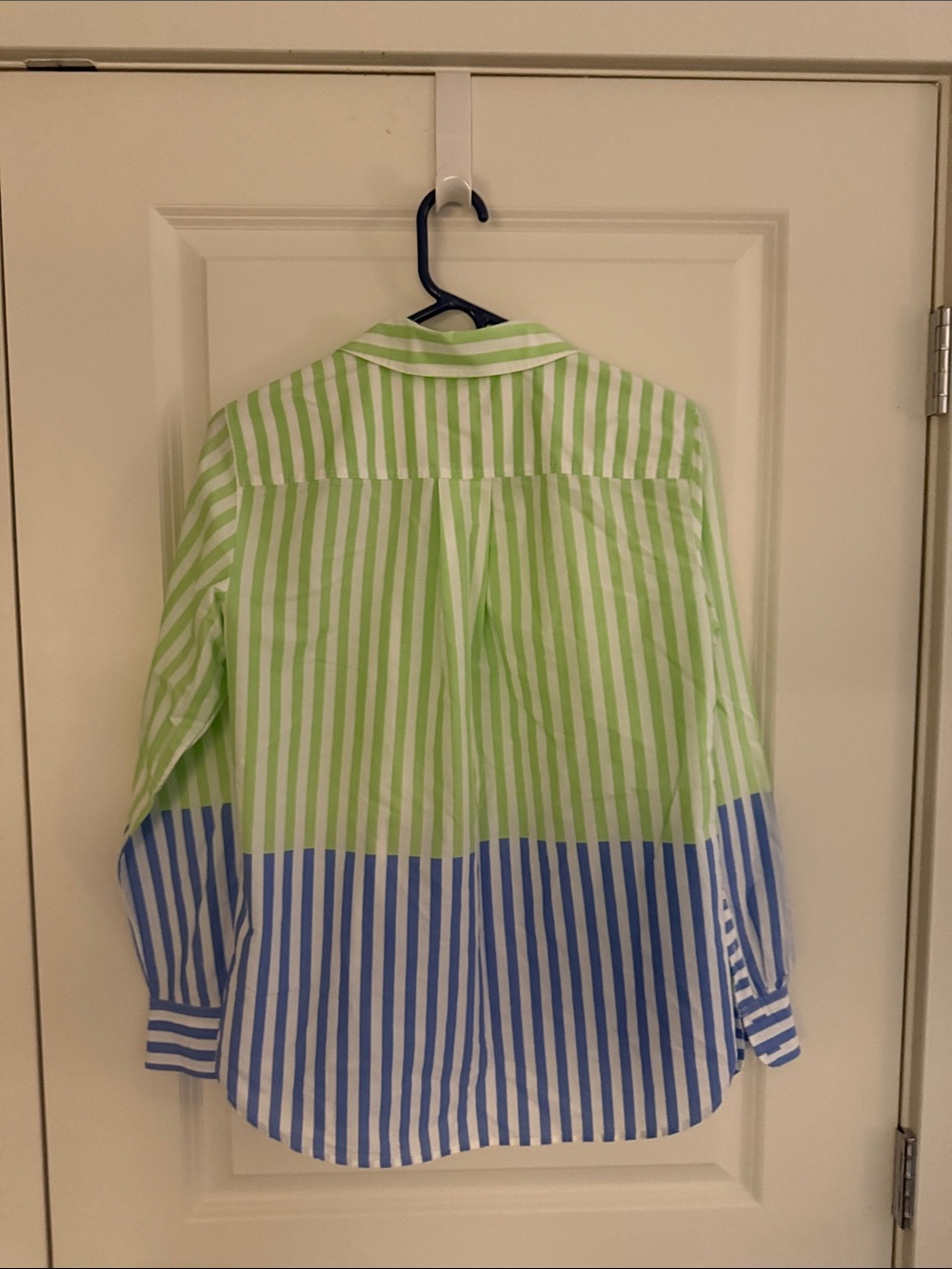 Talbots Two-Tone Green and Blue Striped Button-Up Shirt - Picture 5 of 6